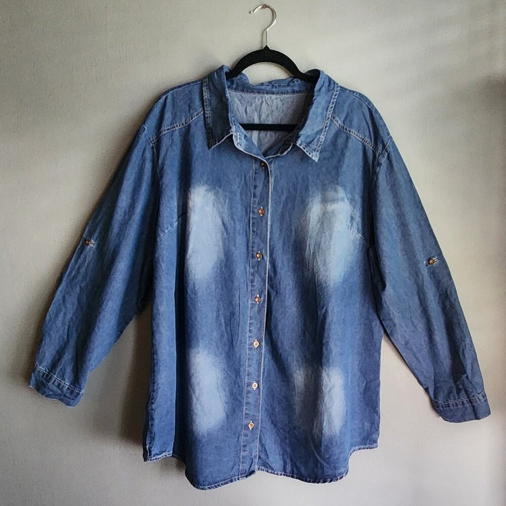 2XL blue jean button down